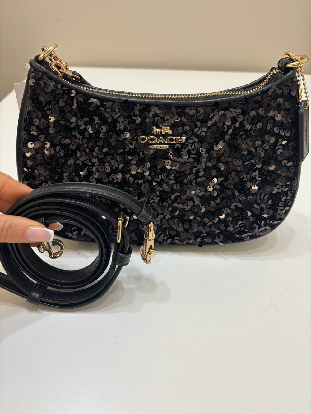 โจ COACH TERI SHOULDER BAG โ BLACK SEQUIN โจ NWT - Picture 10 of 10
